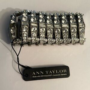 Ann Taylor Silver Crystal Statement Bracelet